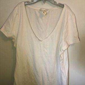 H&M Basic White V-Neck T-shirt M